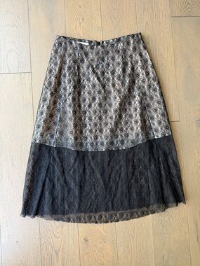 Stella McCartney Black and Taupe Lace Maxi Skirt